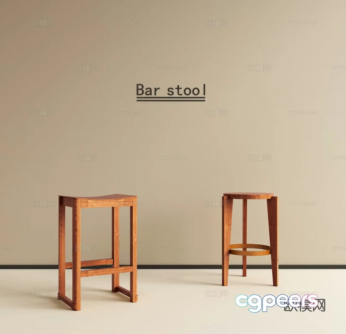 Nordic solid wood bar stool bar chair bar stool restaurant bar stool stool stool 3d model