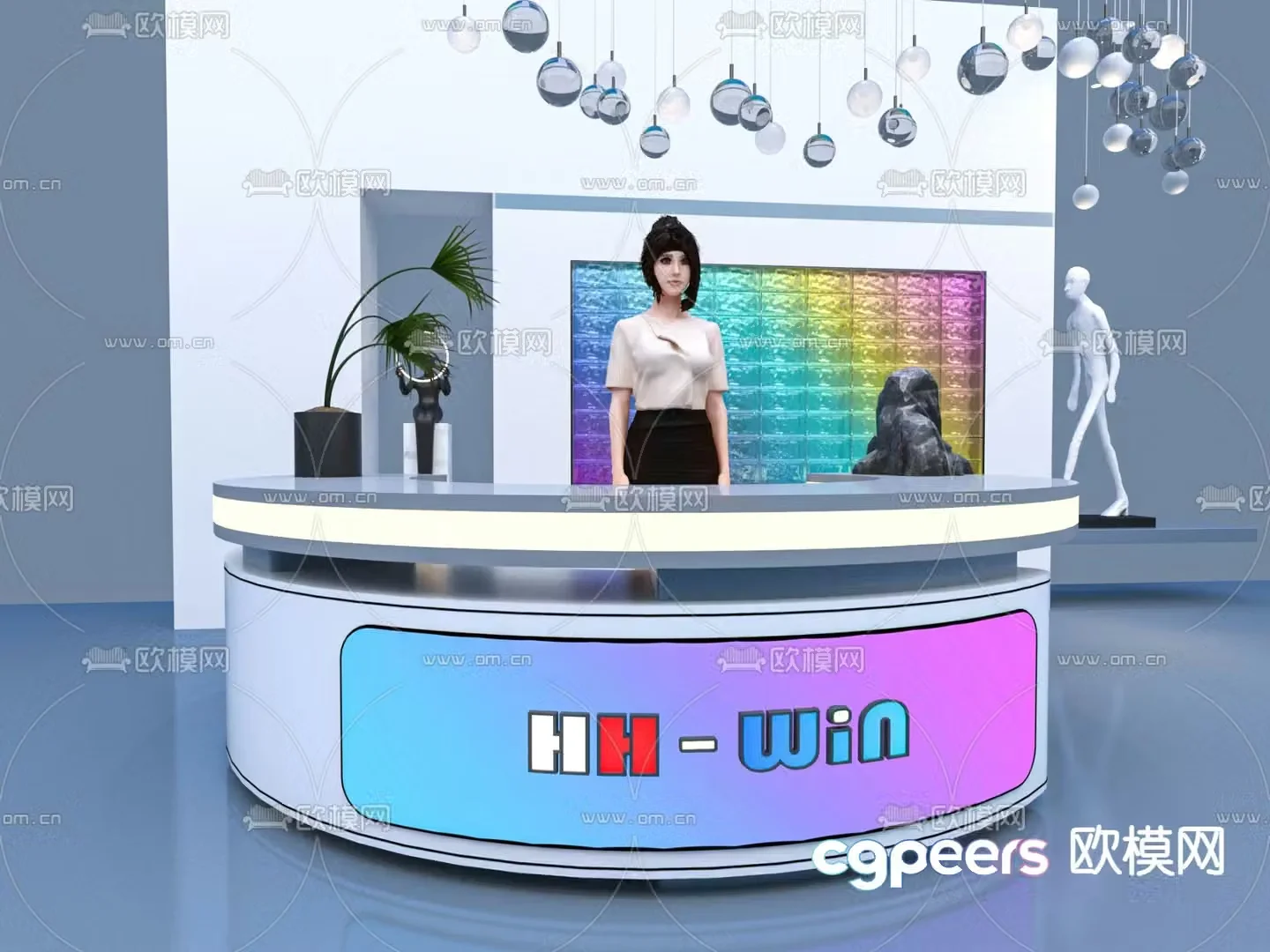 Event exhibition front desk reception desk service desk 3d model