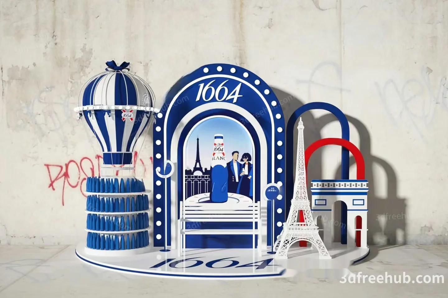 The Single Main Subject Is A Paris-Themed Display 3D Model – 3024 – VRAY Render
