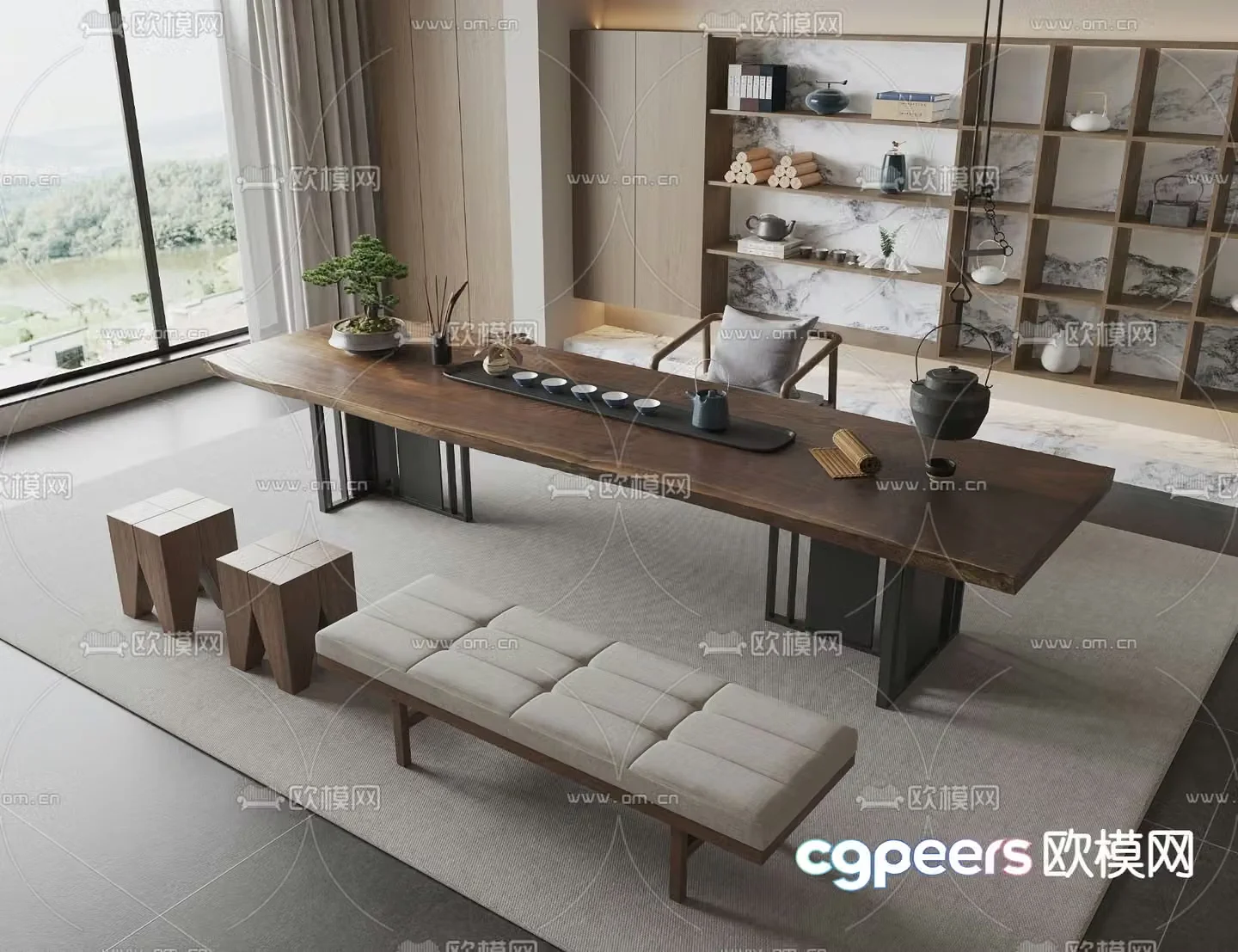 New Chinese style tea table tea table 3d model