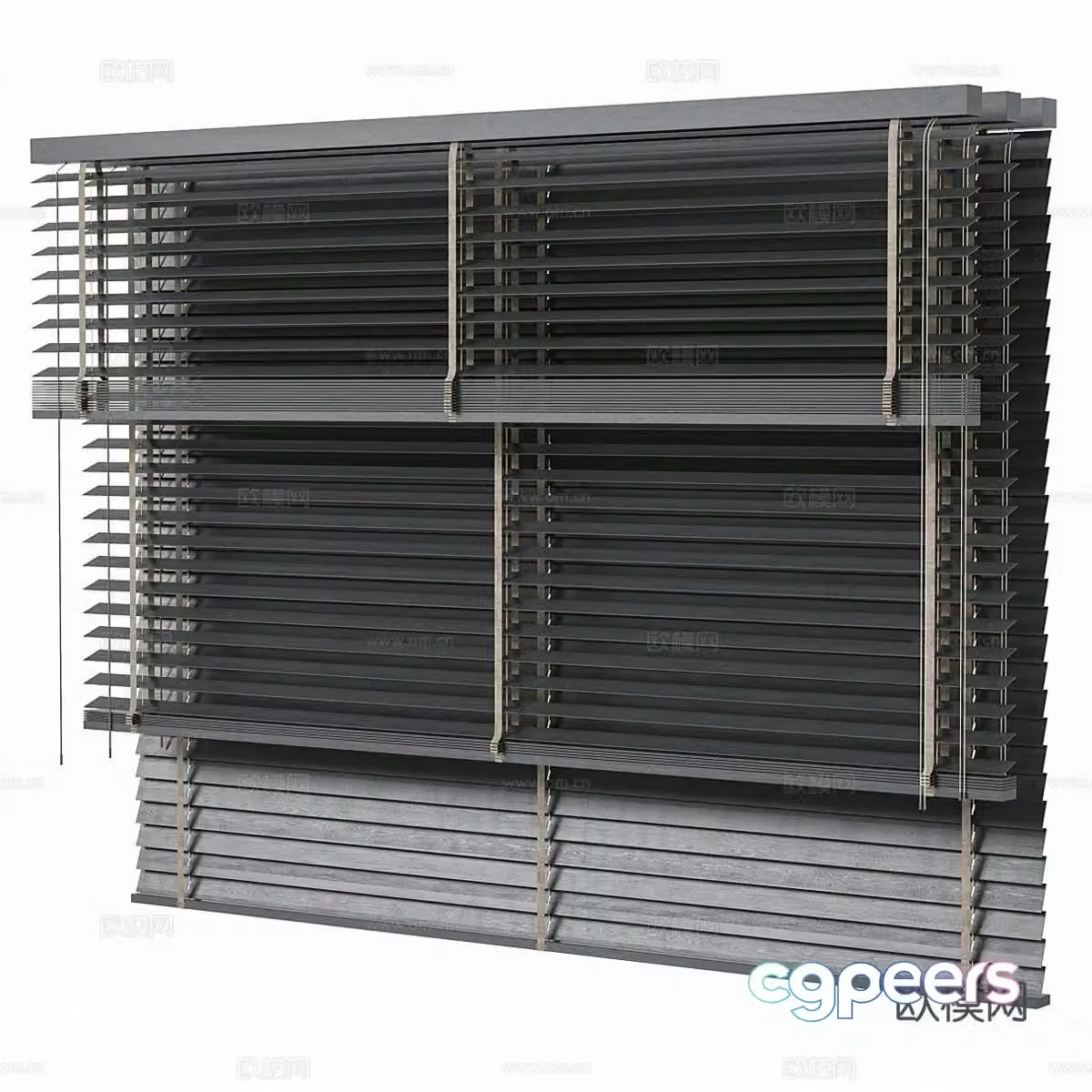 Modern minimalist curtains Roman blinds roller blinds black venetian blinds 3d model