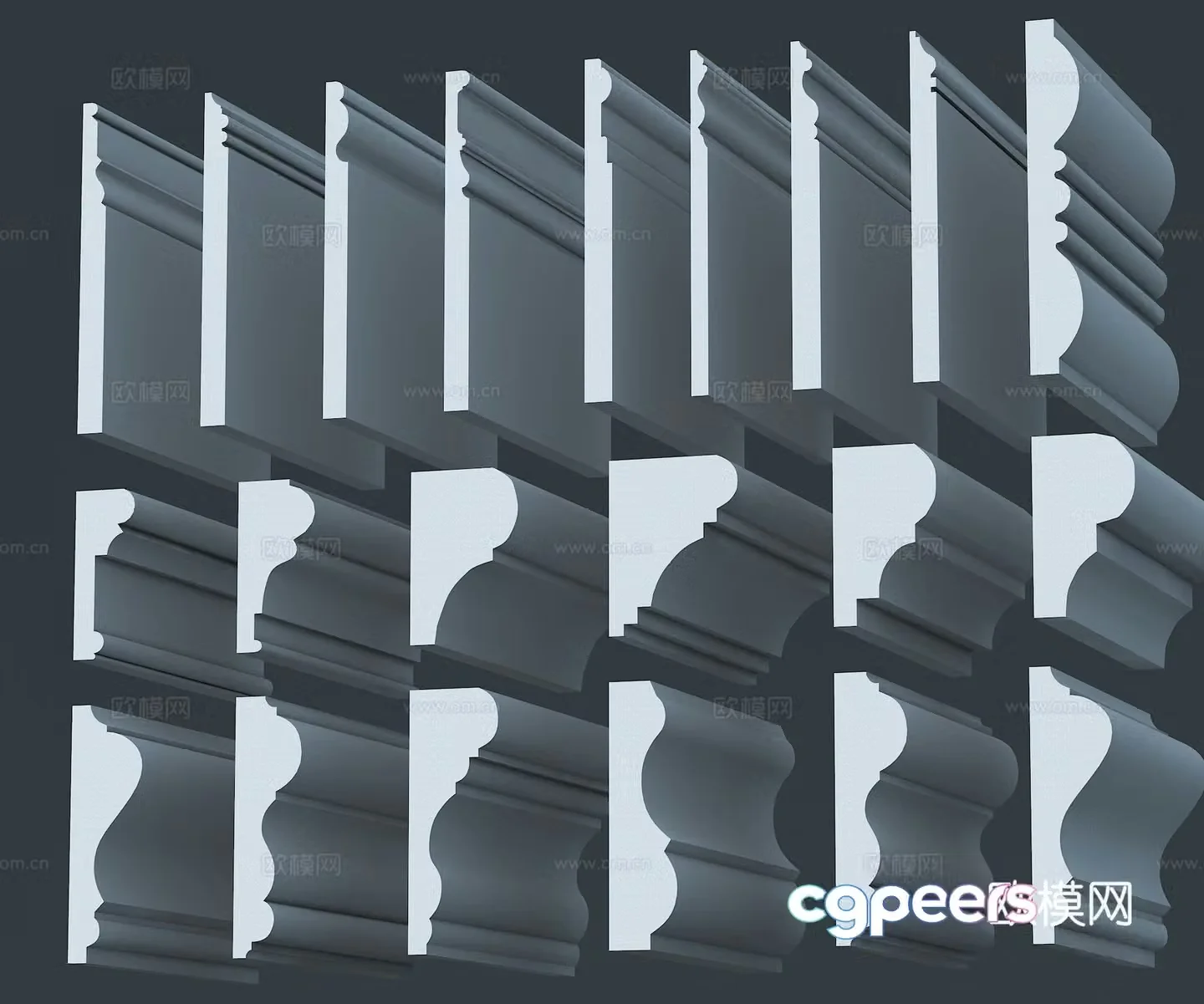 Gypsum line skirting line analysis waist line analysis column line 3D model