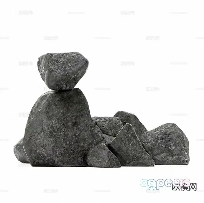 Modern courtyard stone rockery and water landscape stone 3D model