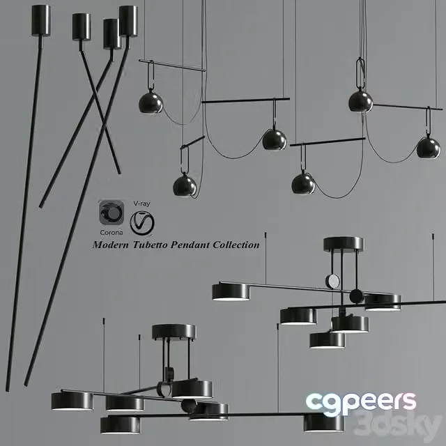 3ds Max Free – Modern Tubetto Pendant Collection