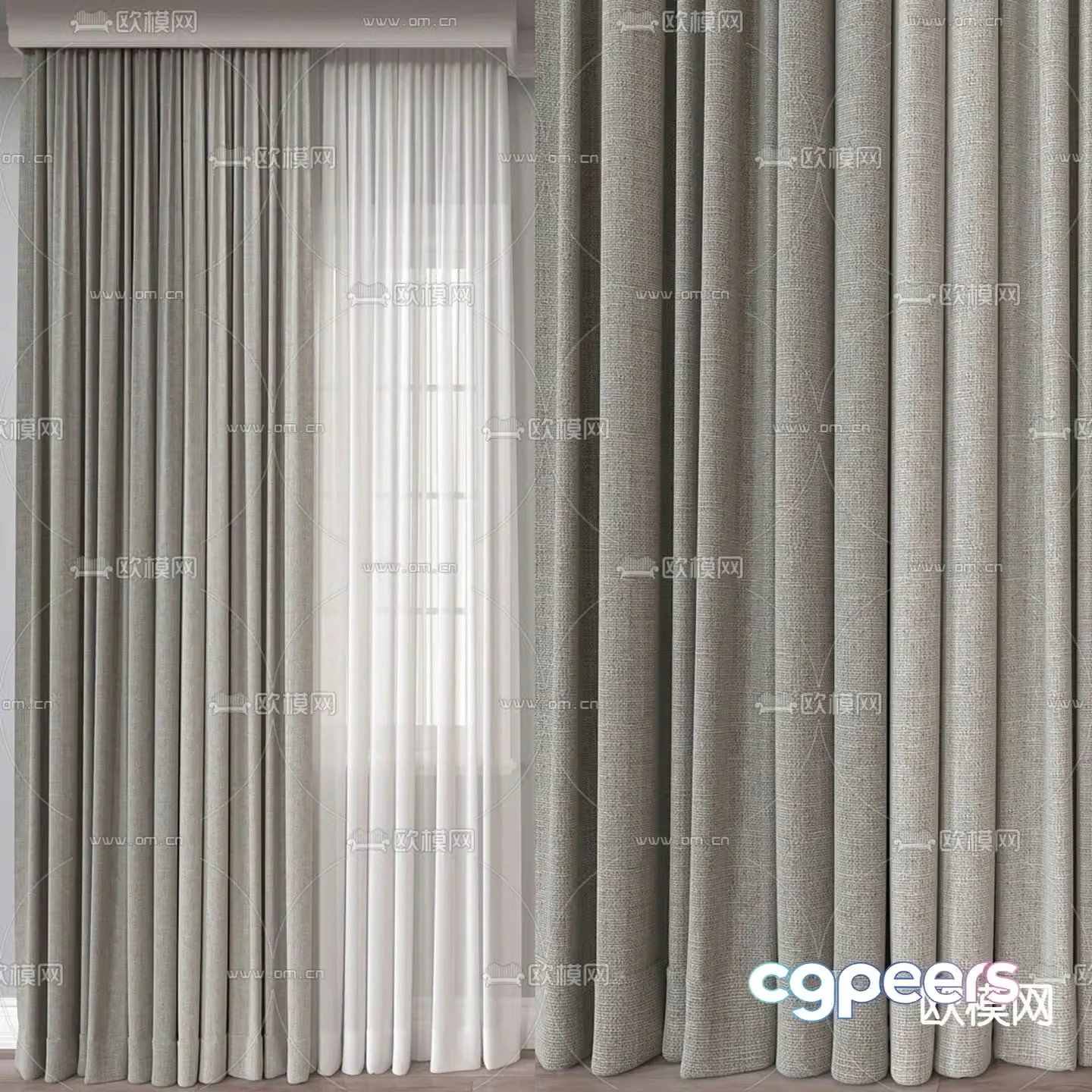 Plain curtain gauze 3d model