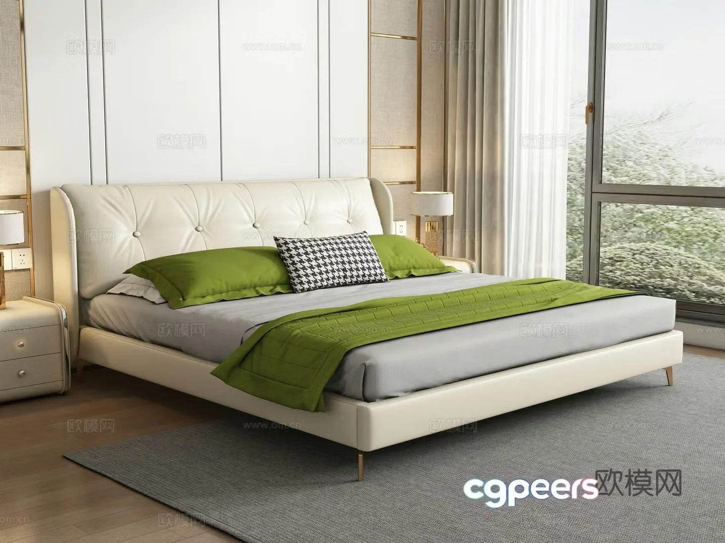 Modern double bed 3d model