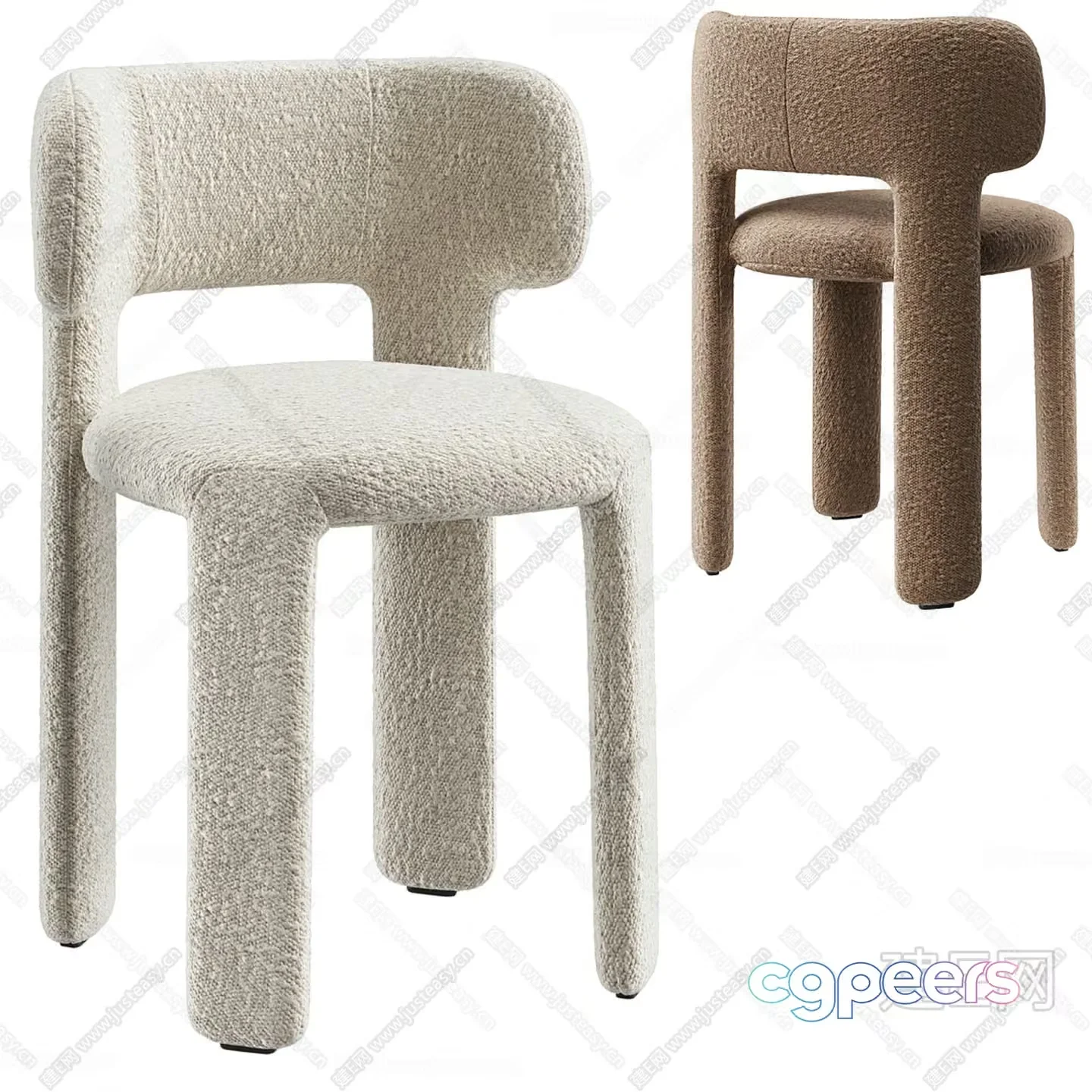 Furry Beige Chair 3D Model – 9723 – VRAY Render