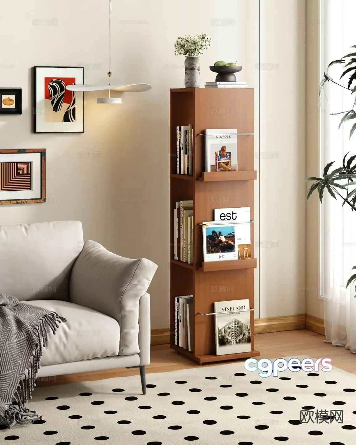 Medieval style bookshelf magazine rack 3d model