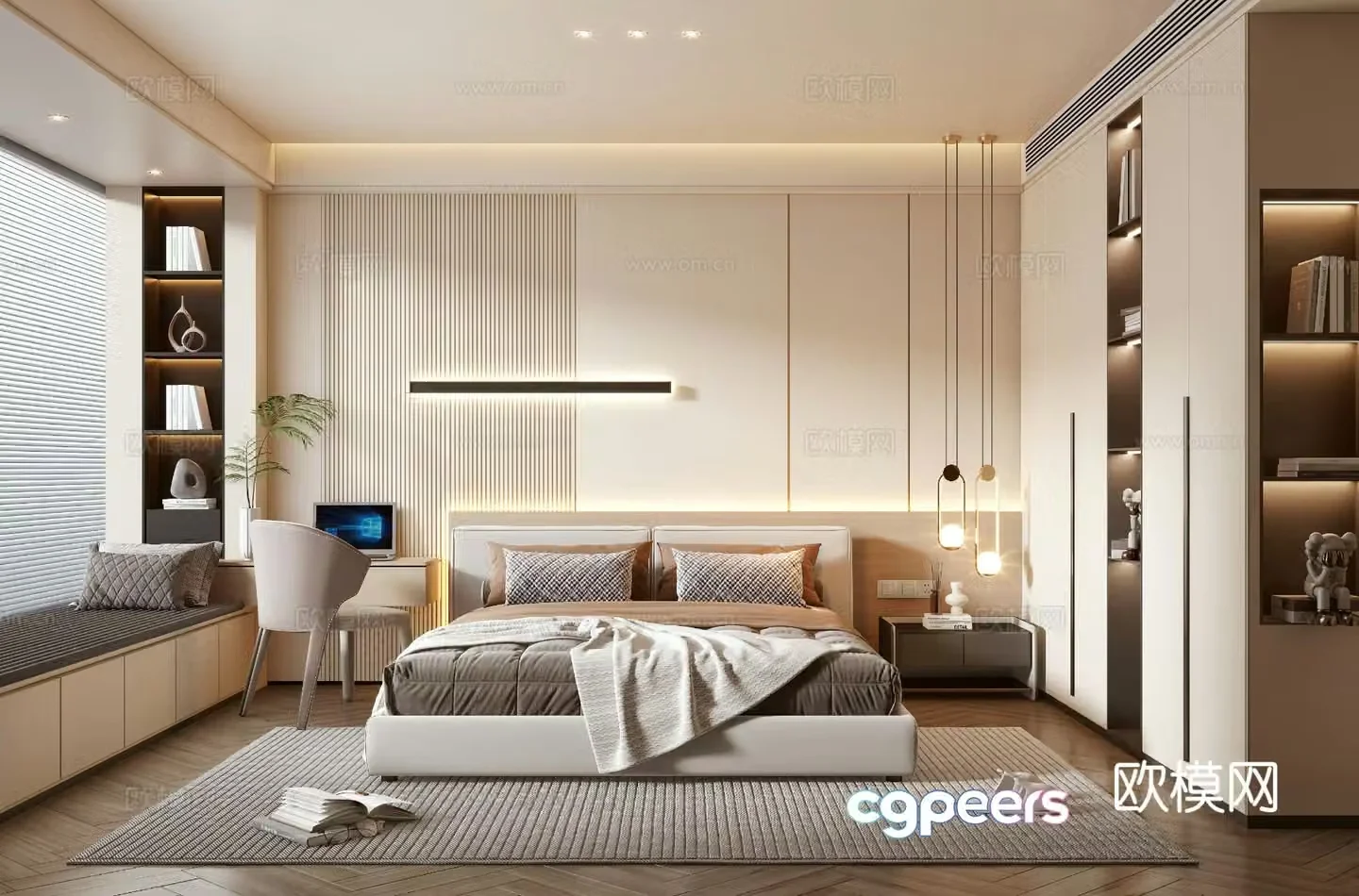 Creamy Bedroom Master Bedroom 3D Model