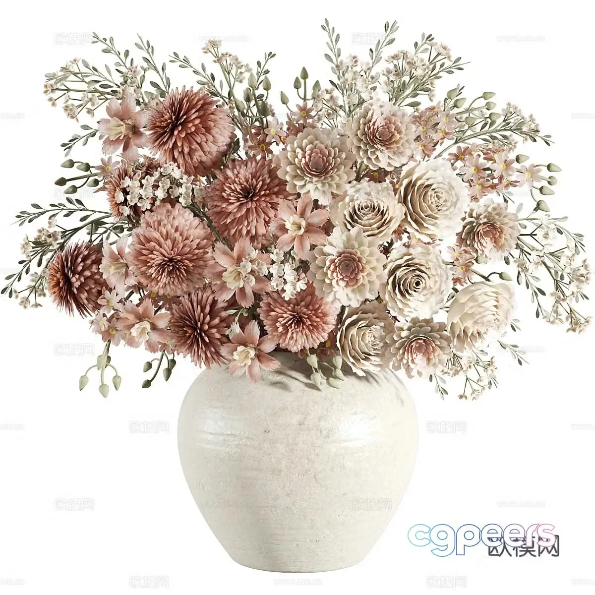 New Chinese vase flower art 3D model