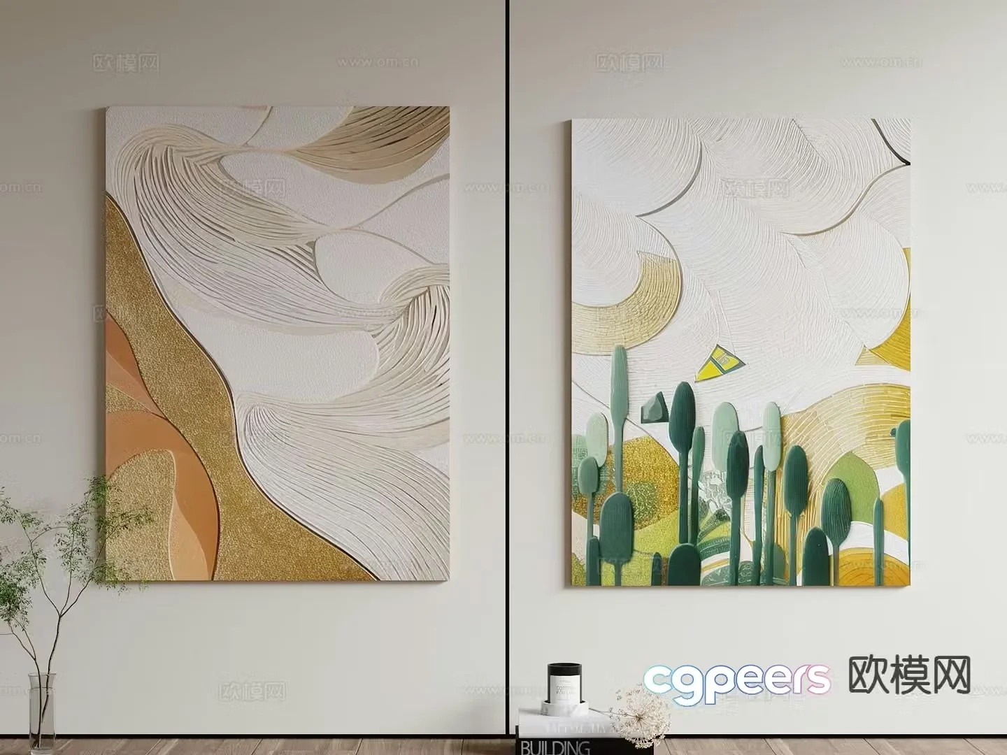 Modern decorative painting hanging painting texture painting 3d model
