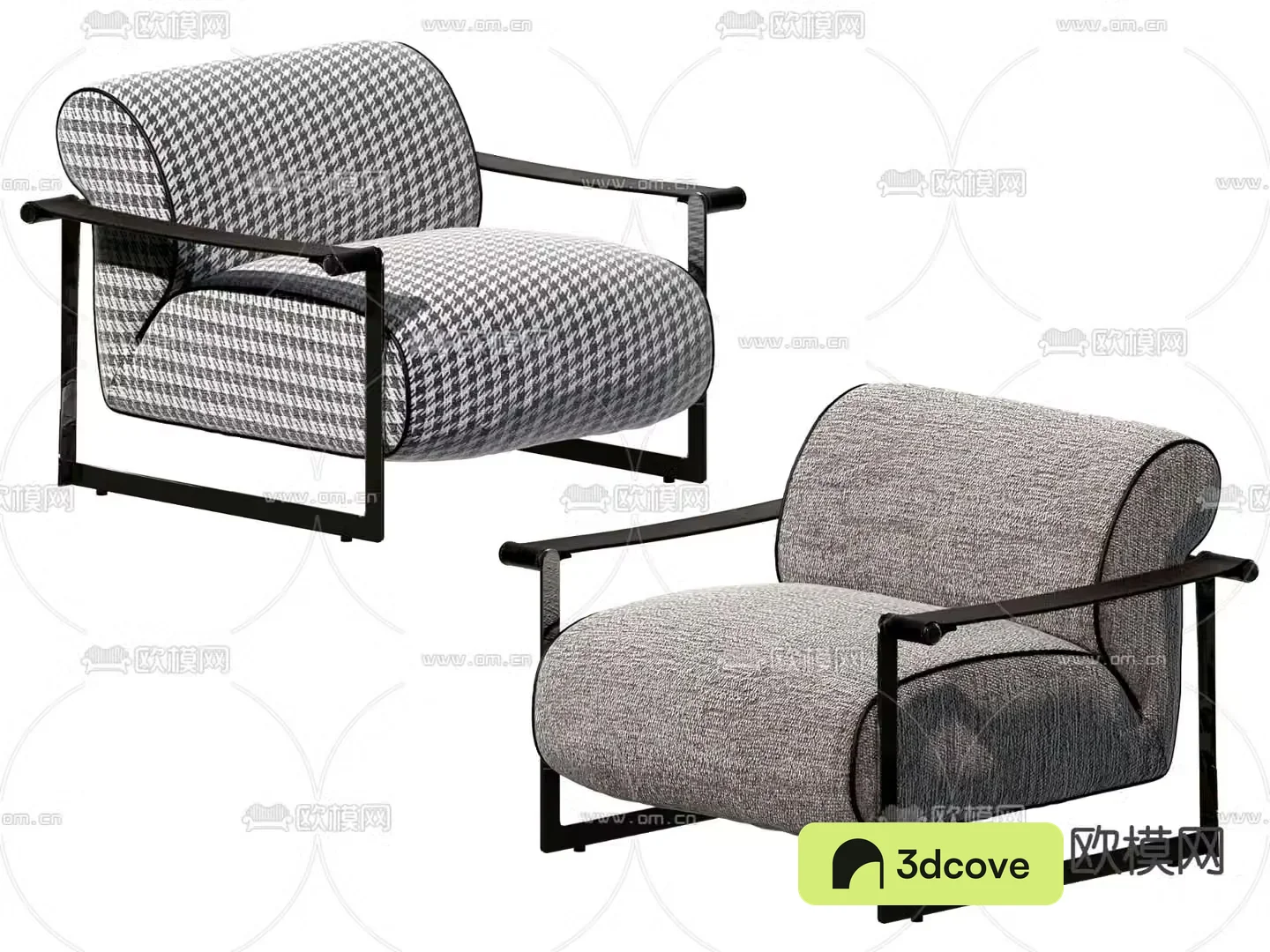 B&B Italia modern fabric houndstooth lounge chair
