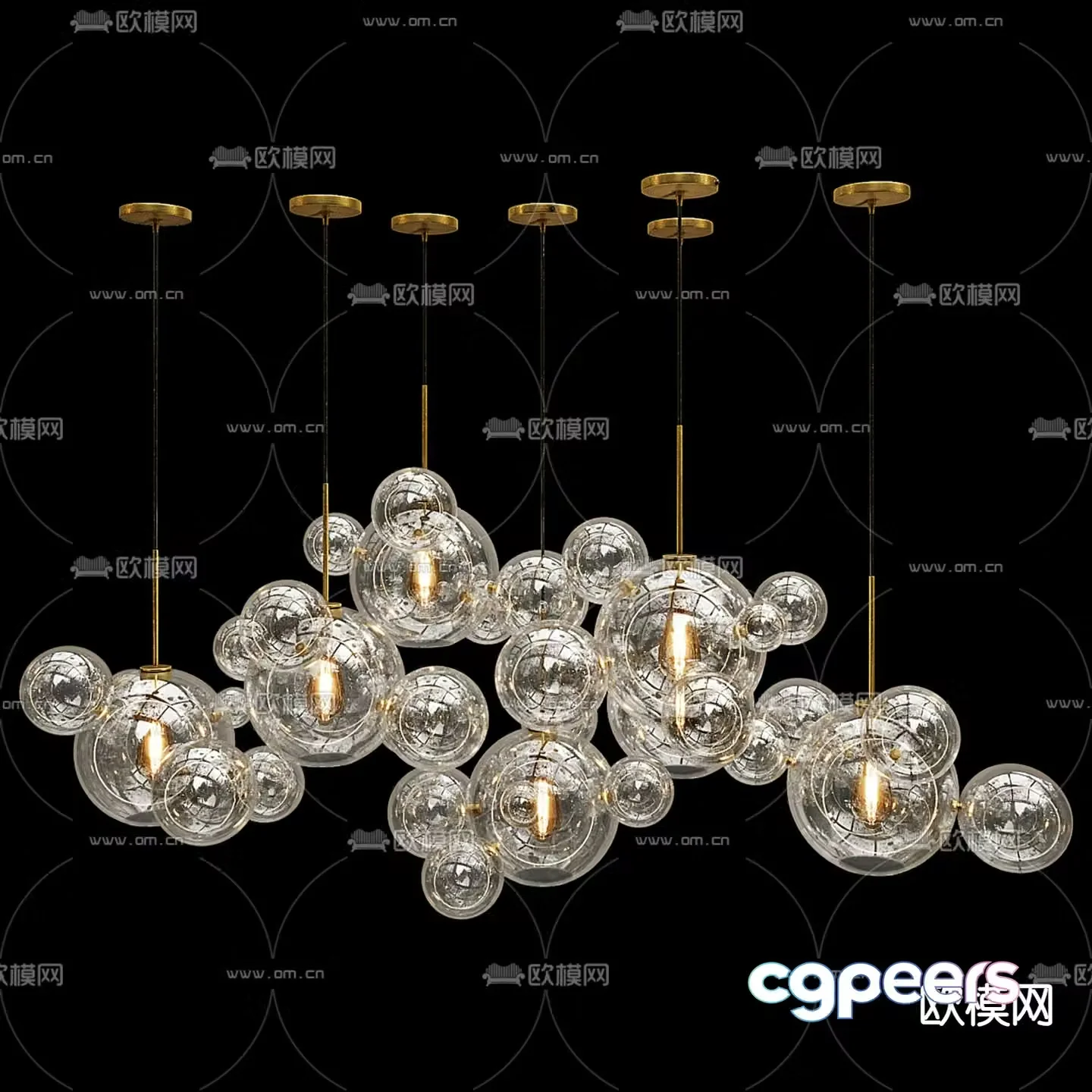 Multi-head chandelier Light bulb chandelier 3d model