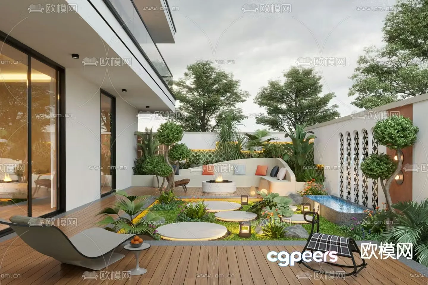 Villa courtyard garden 3d model