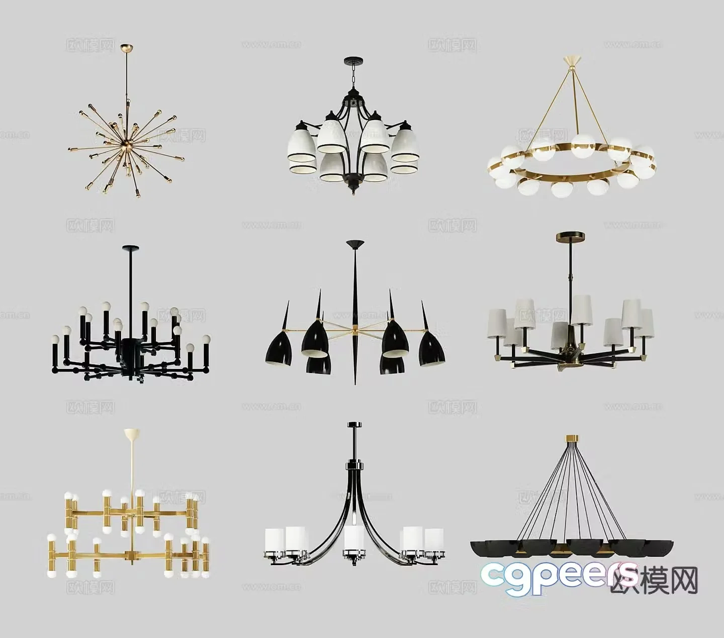 Light luxury chandelier hall chandelier 3d model