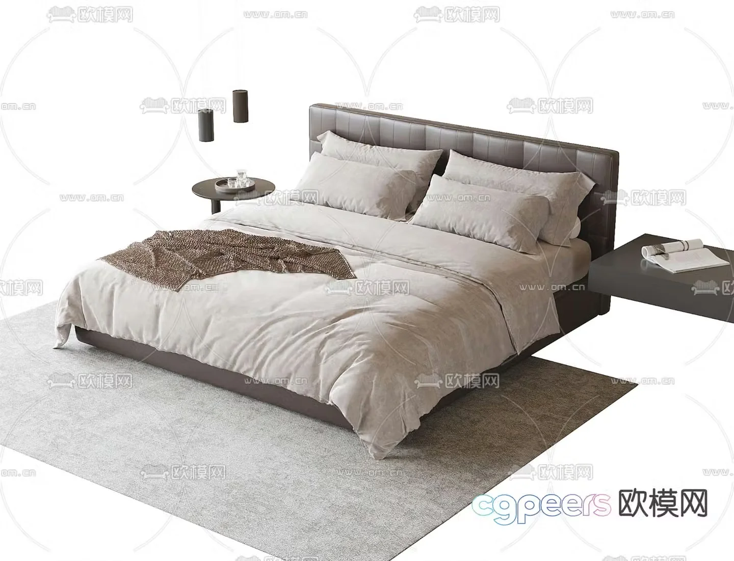 Modern double bed 3d model