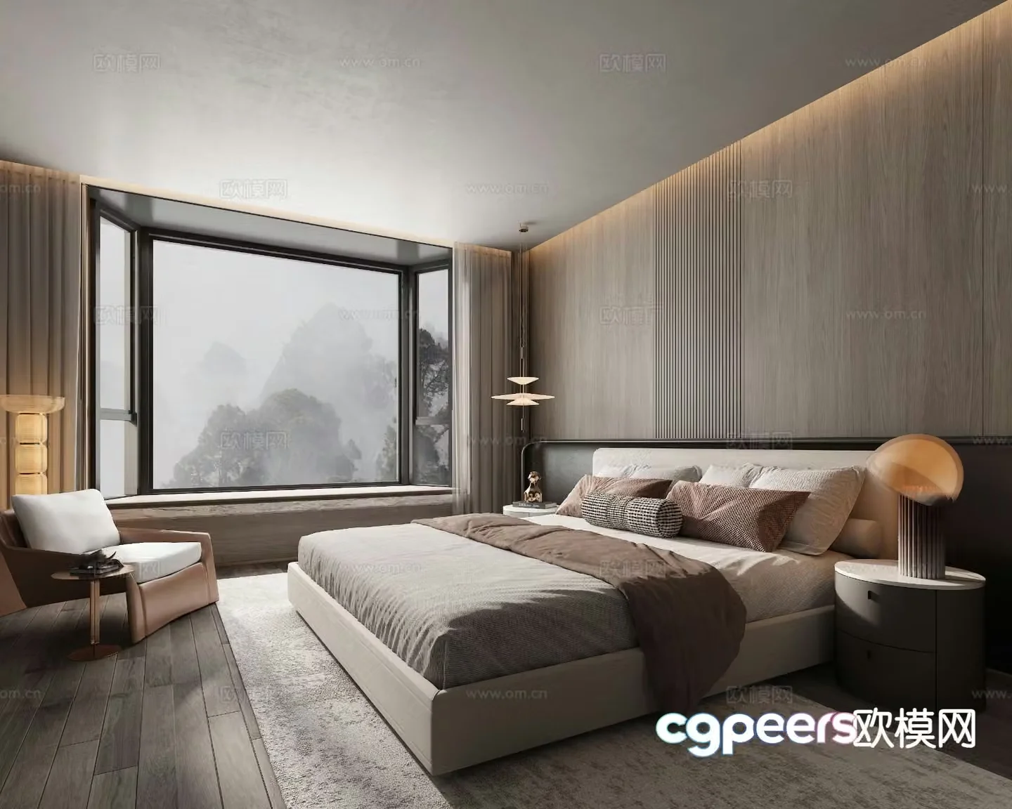 Minotti Italian style bedroom master bedroom 3d model