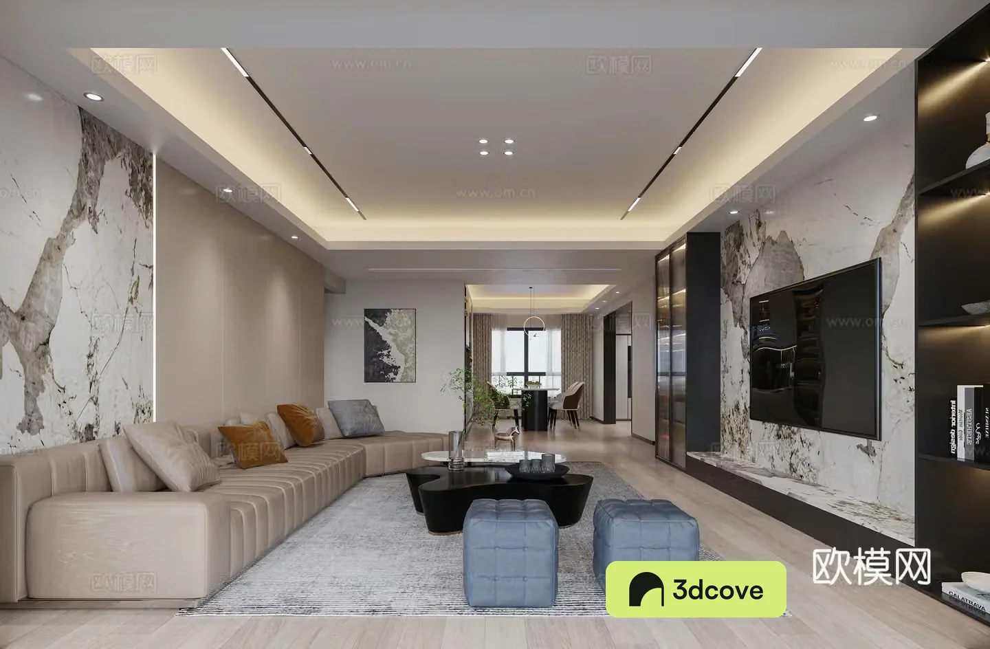 Modern living and dining room
