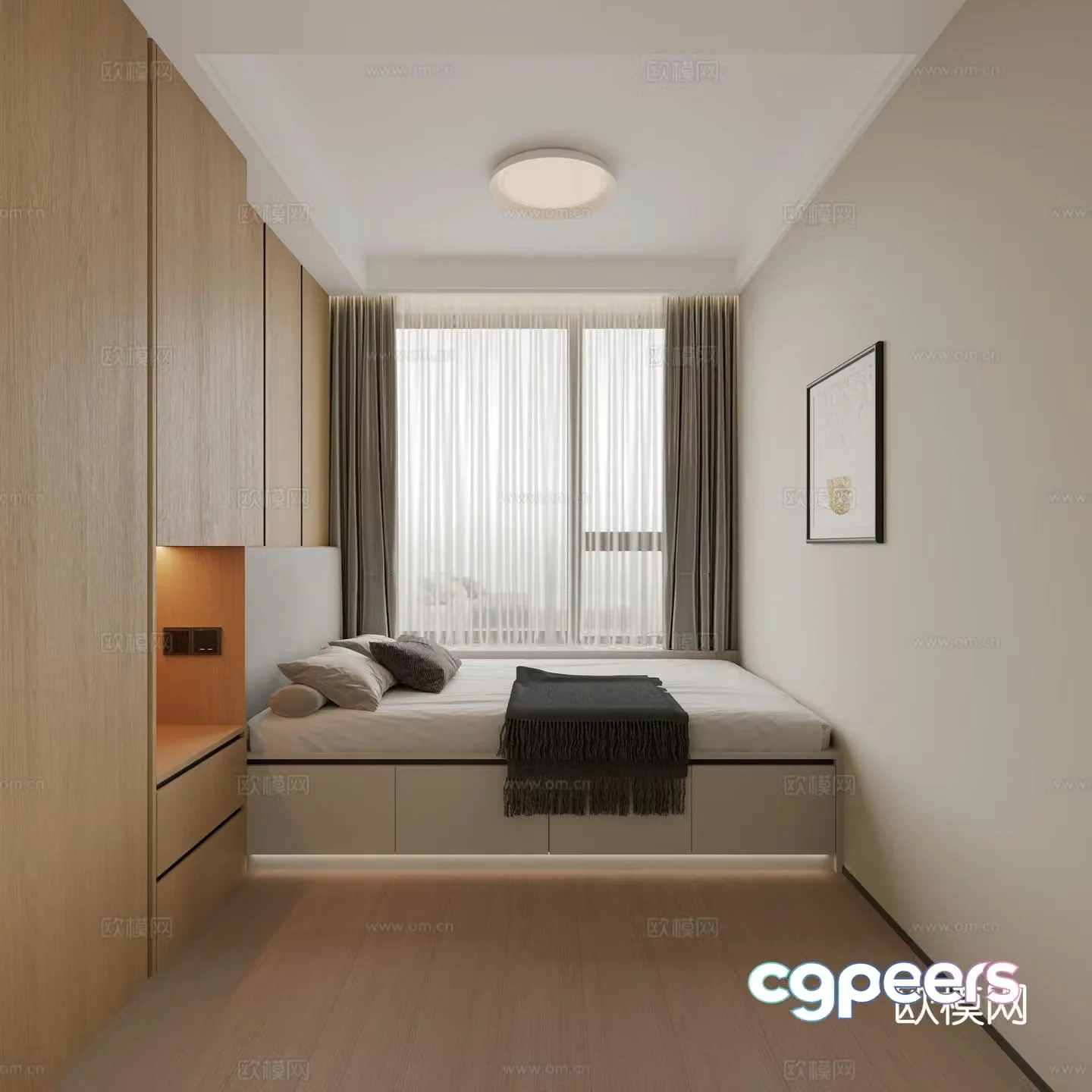 Modern tatami bedroom second bedroom 3d model
