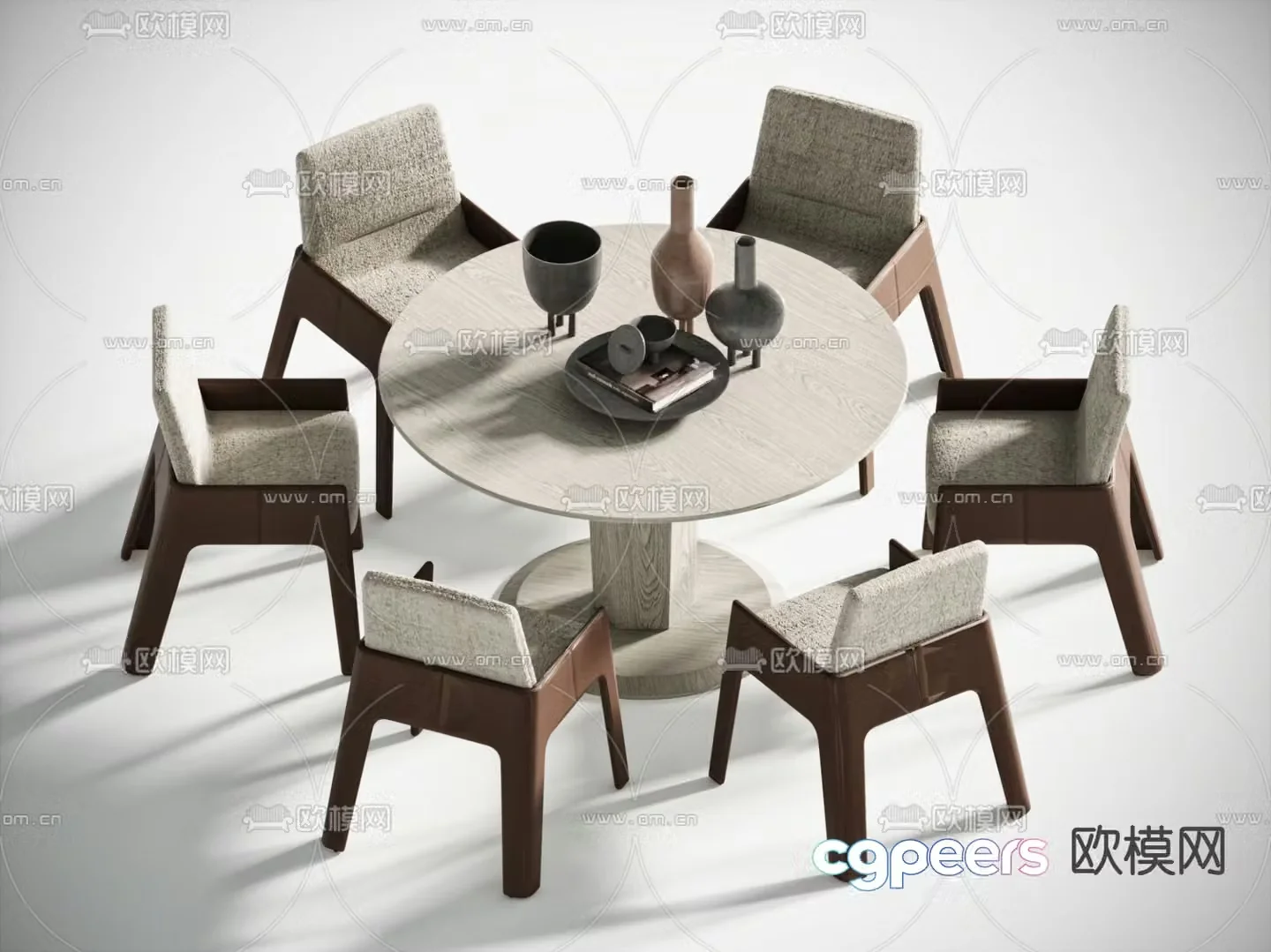 Wasabi Dining Table and Chair Round Dining Table 3D Model