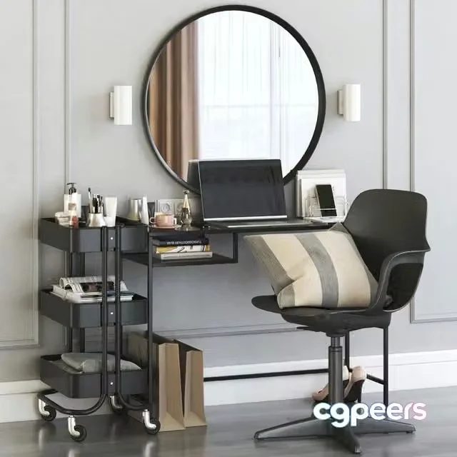 3ds Max Free – IKEA VITTSJO dressing table with ODGER chair and RASKOG cart