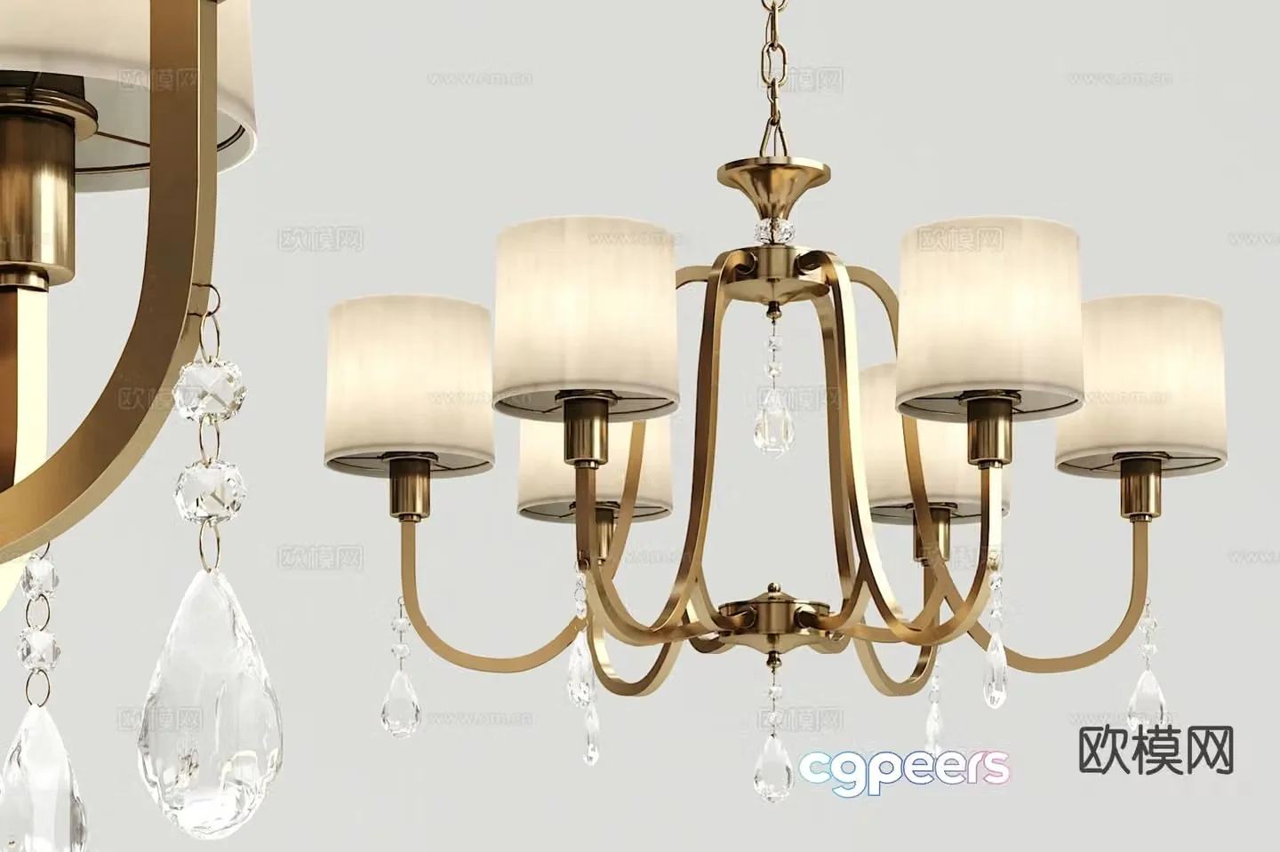 Simple European multi-head chandelier 3D model