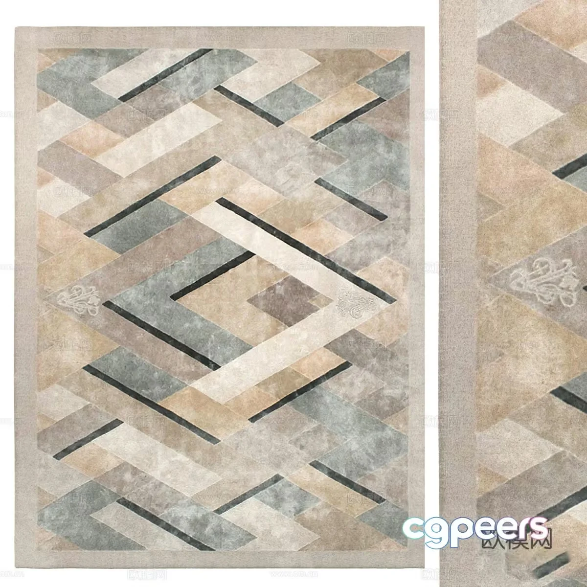 Modern cream style fabric carpet 3d model