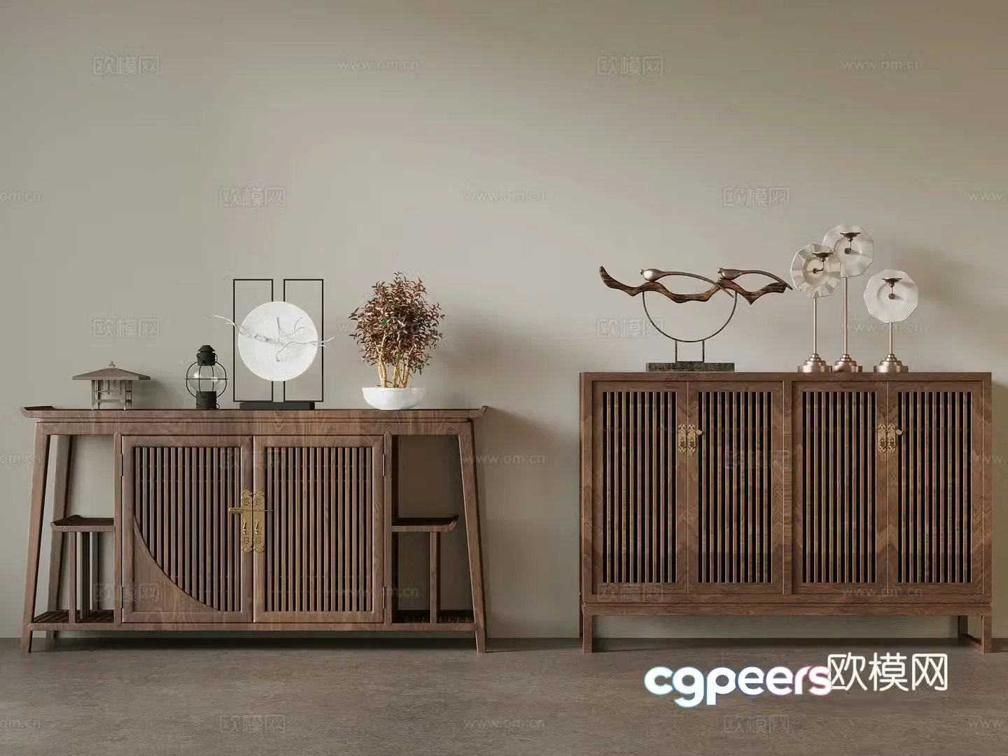 New Chinese style entrance cabinet side cabinet 3D model