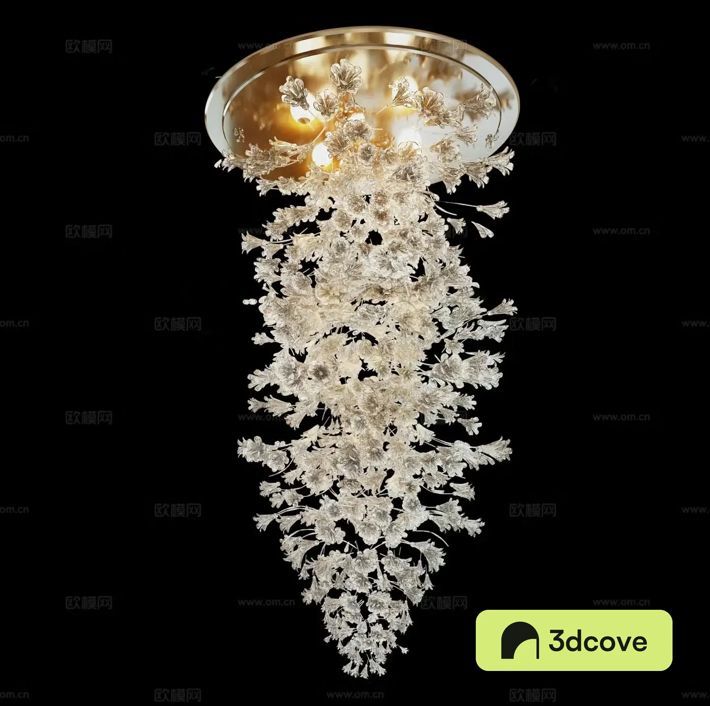 Modern light luxury chandelier villa chandelier crystal petals chandeliers large crystal lamp lobby