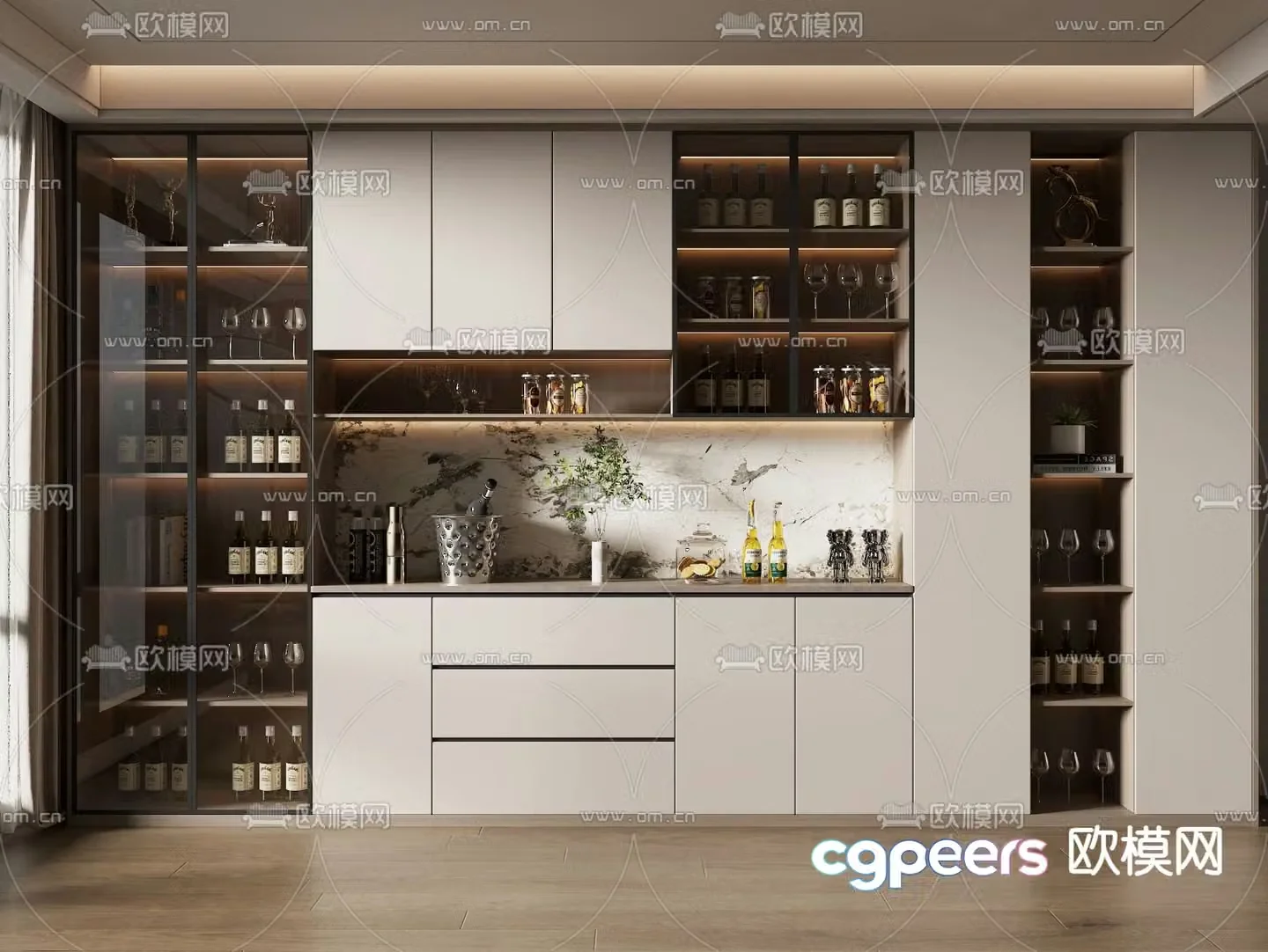 Modern wine cabinet 3d model
