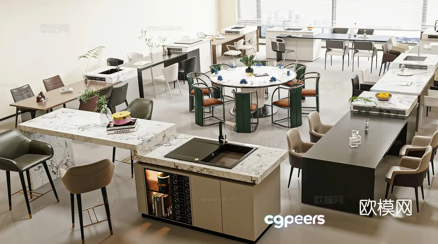 Modern Italian dining table and chair combination 3D model