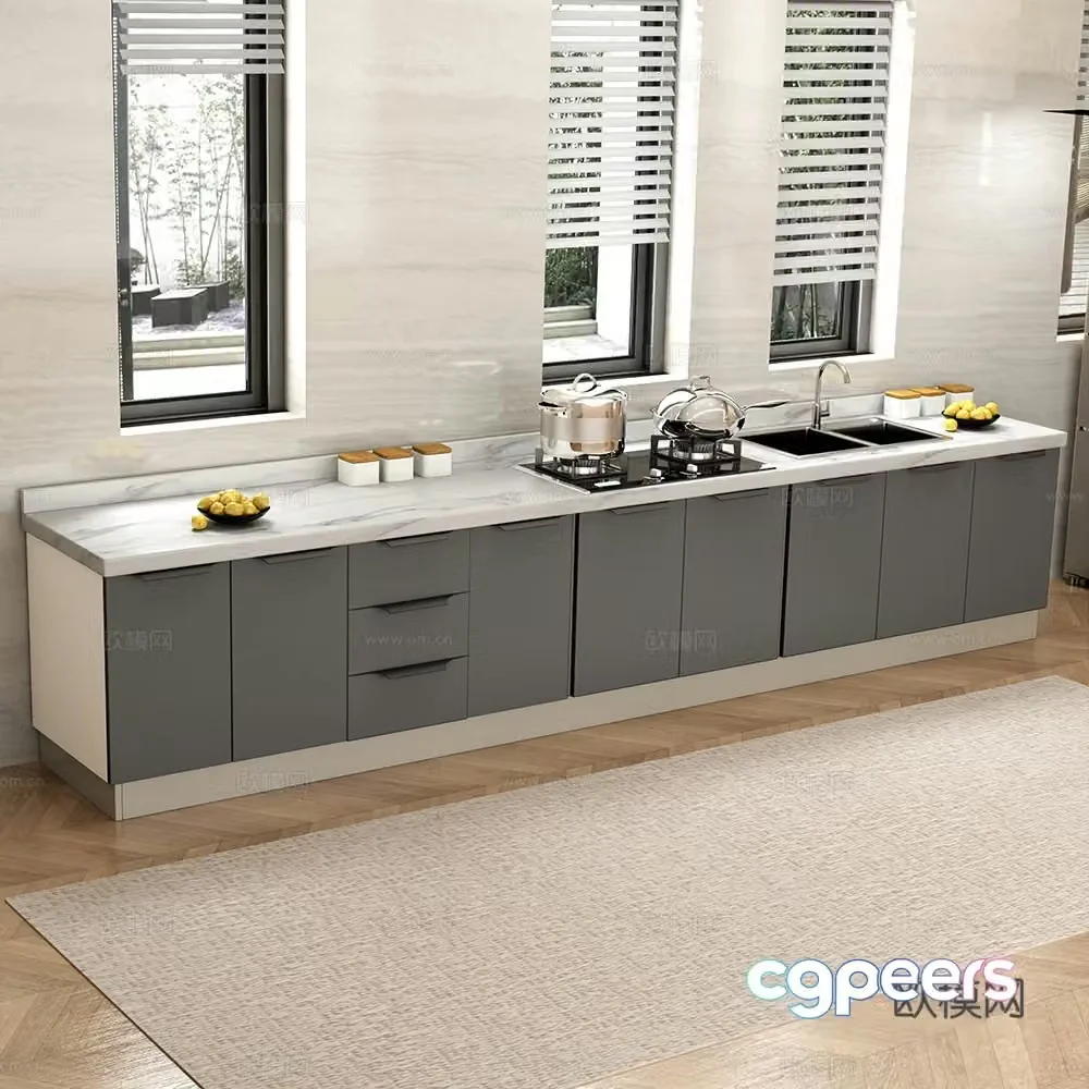 Kitchen stove kitchen custom cabinet kitchen cabinet 3d model
