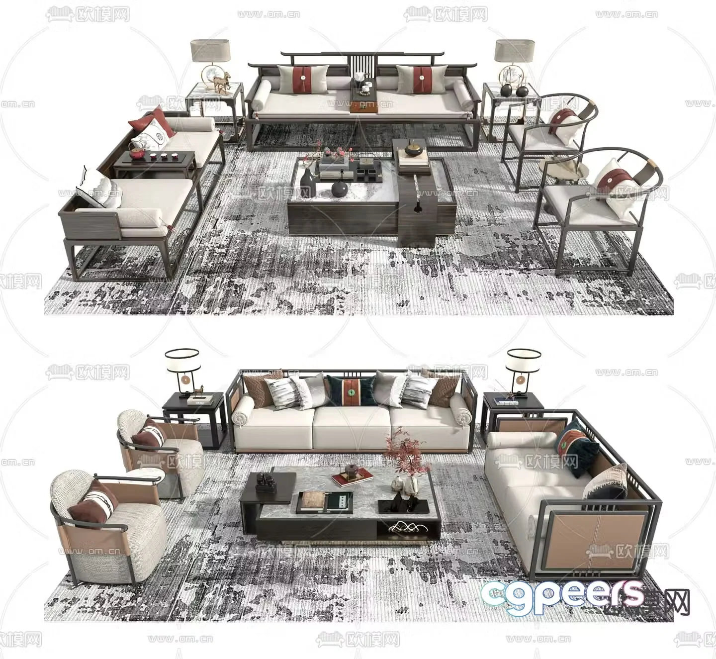 New Chinese style sofa modular sofa 3d model
