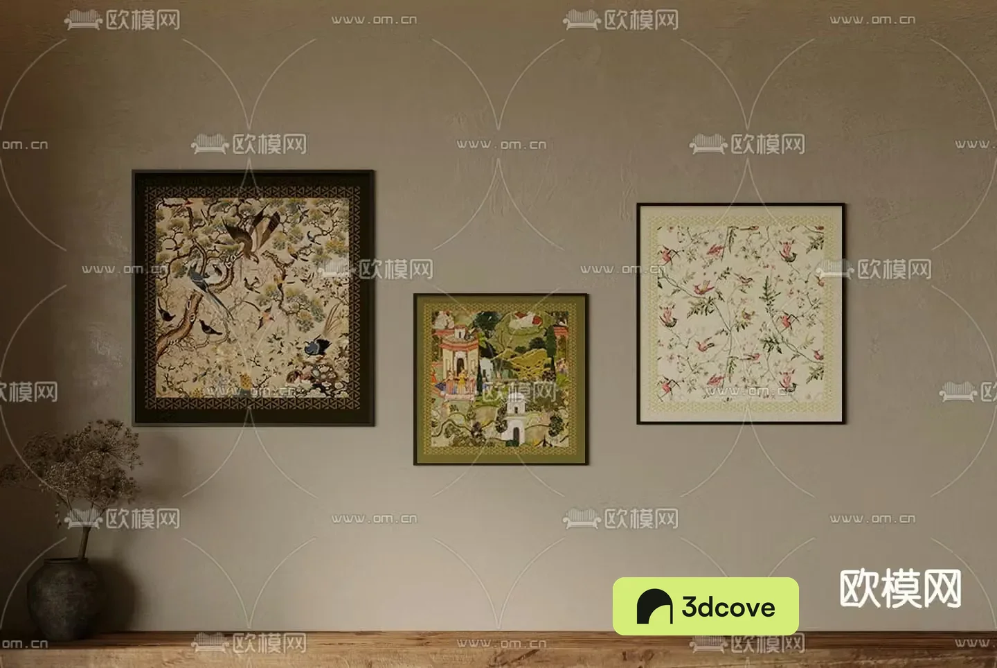 Middle-aged flower painting Art painting Decorative painting 3D model