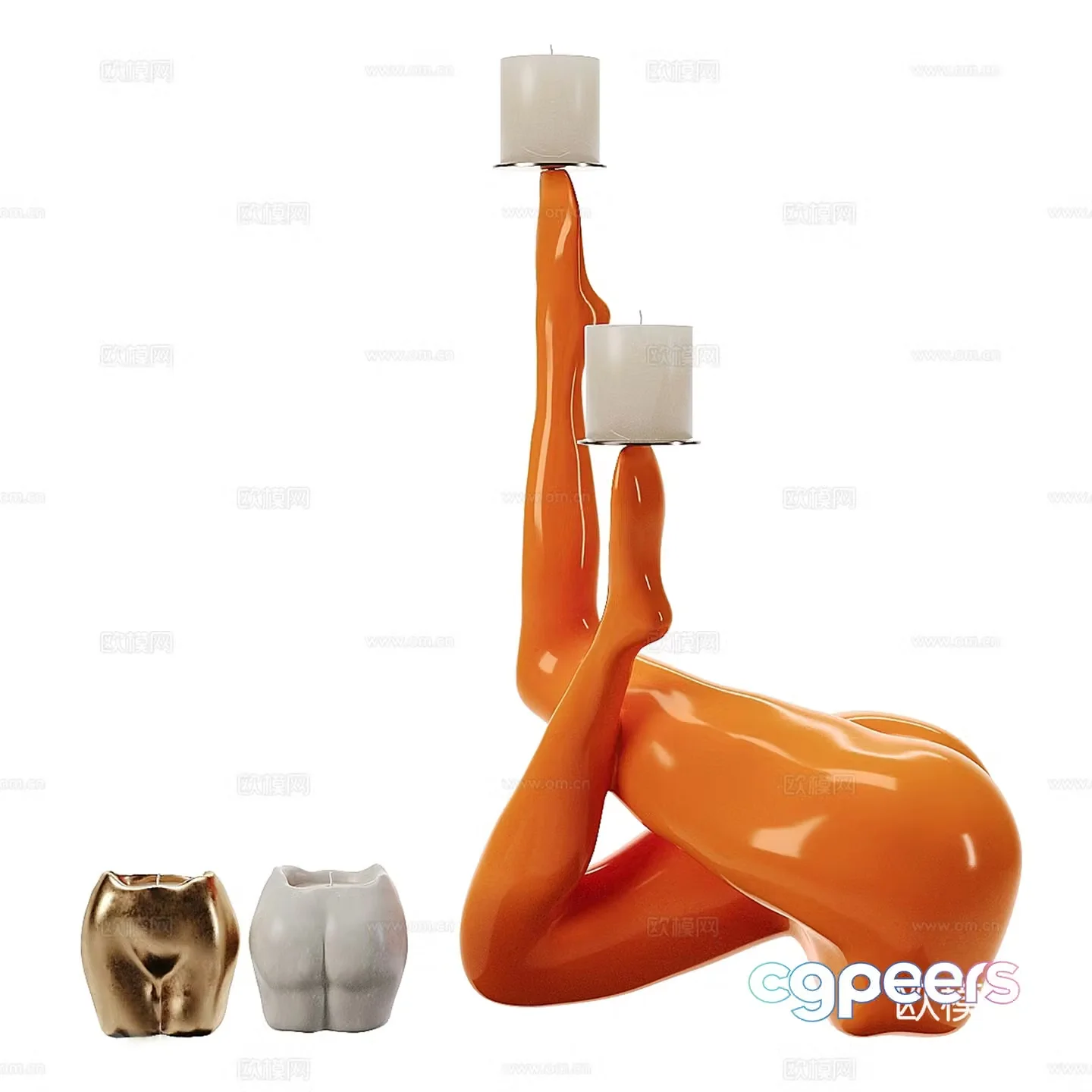 Modern abstract candle candlestick human body legs candlestick 3d model