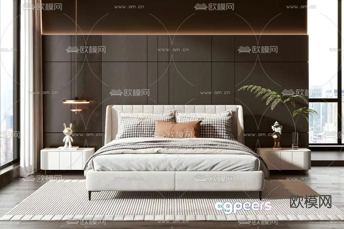 Modern double bed 3d model