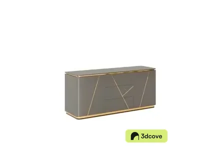 Gray Dresser With Gold Accents