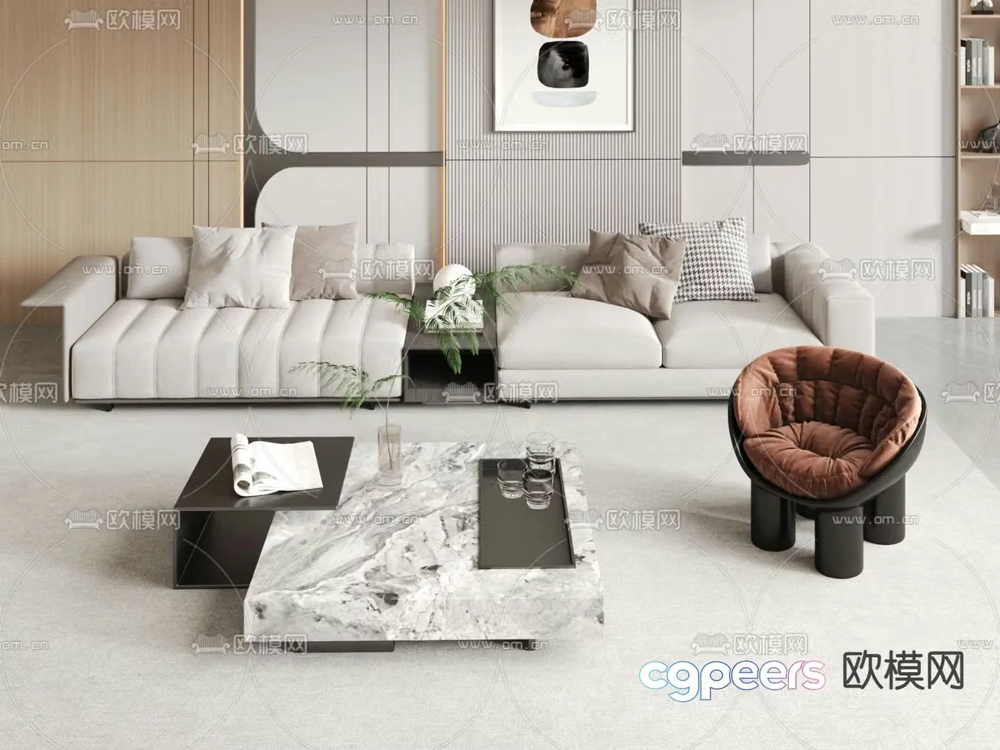 Modern sectional sofa 3d model