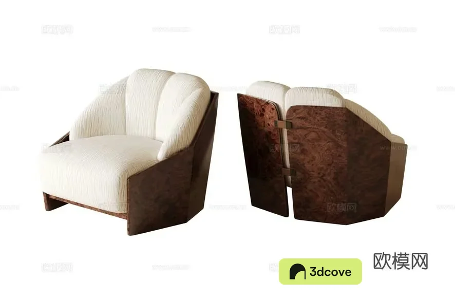 A Wooden Chair With White Cushions