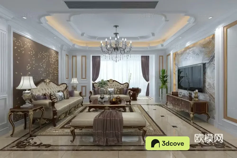 European style living and dining room
