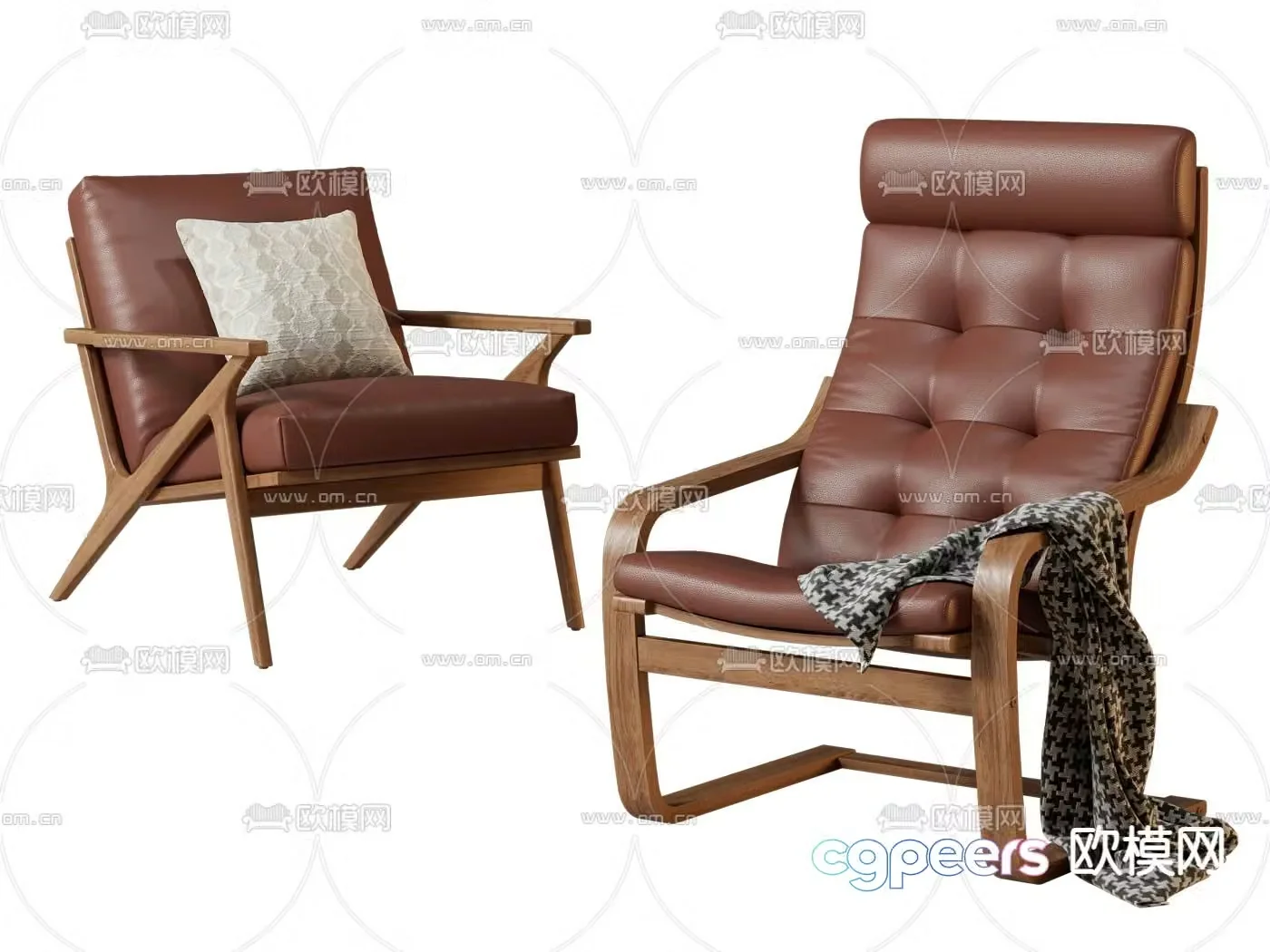 Leather chair lounge chair 3d model