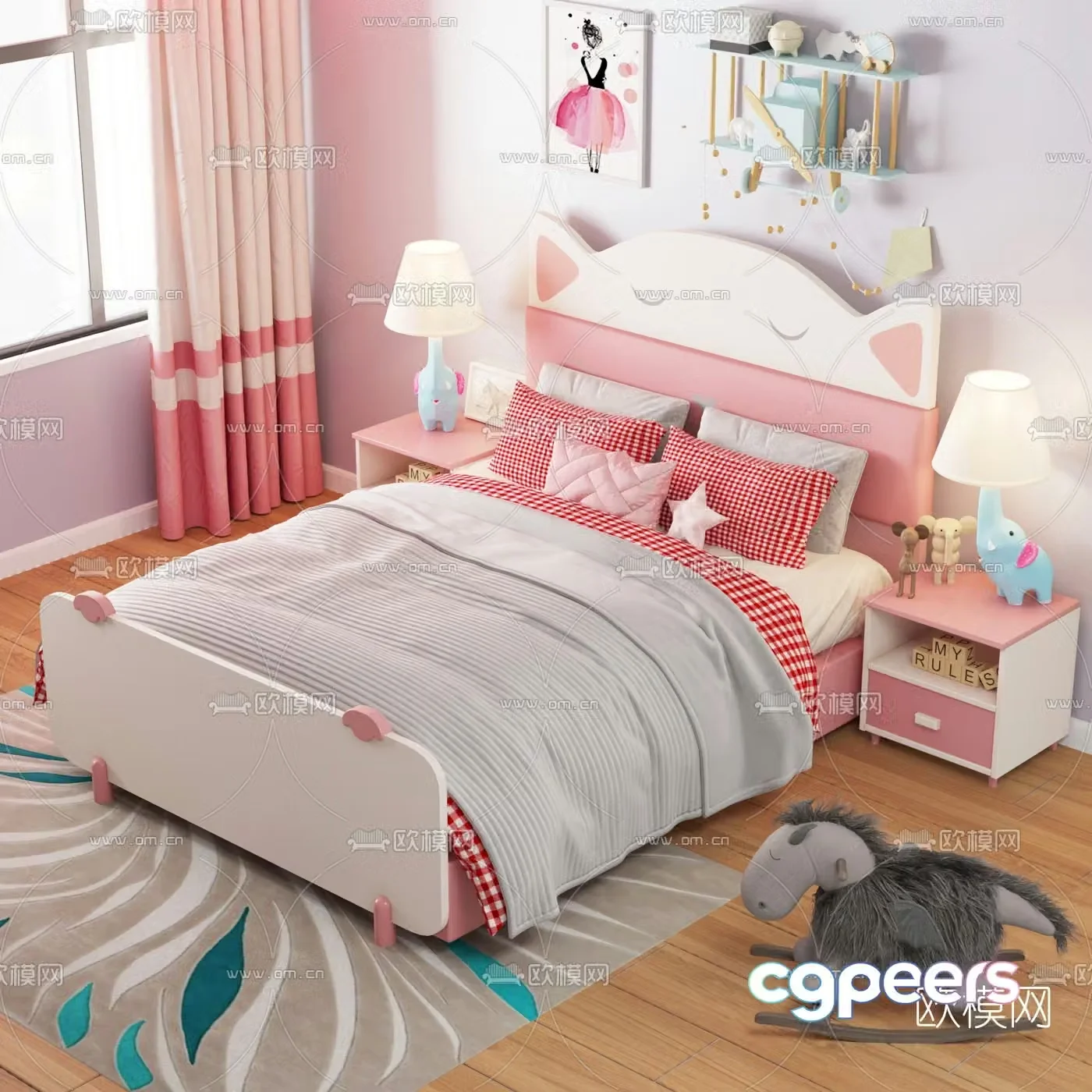 Modern cartoon children’s bed 3d model