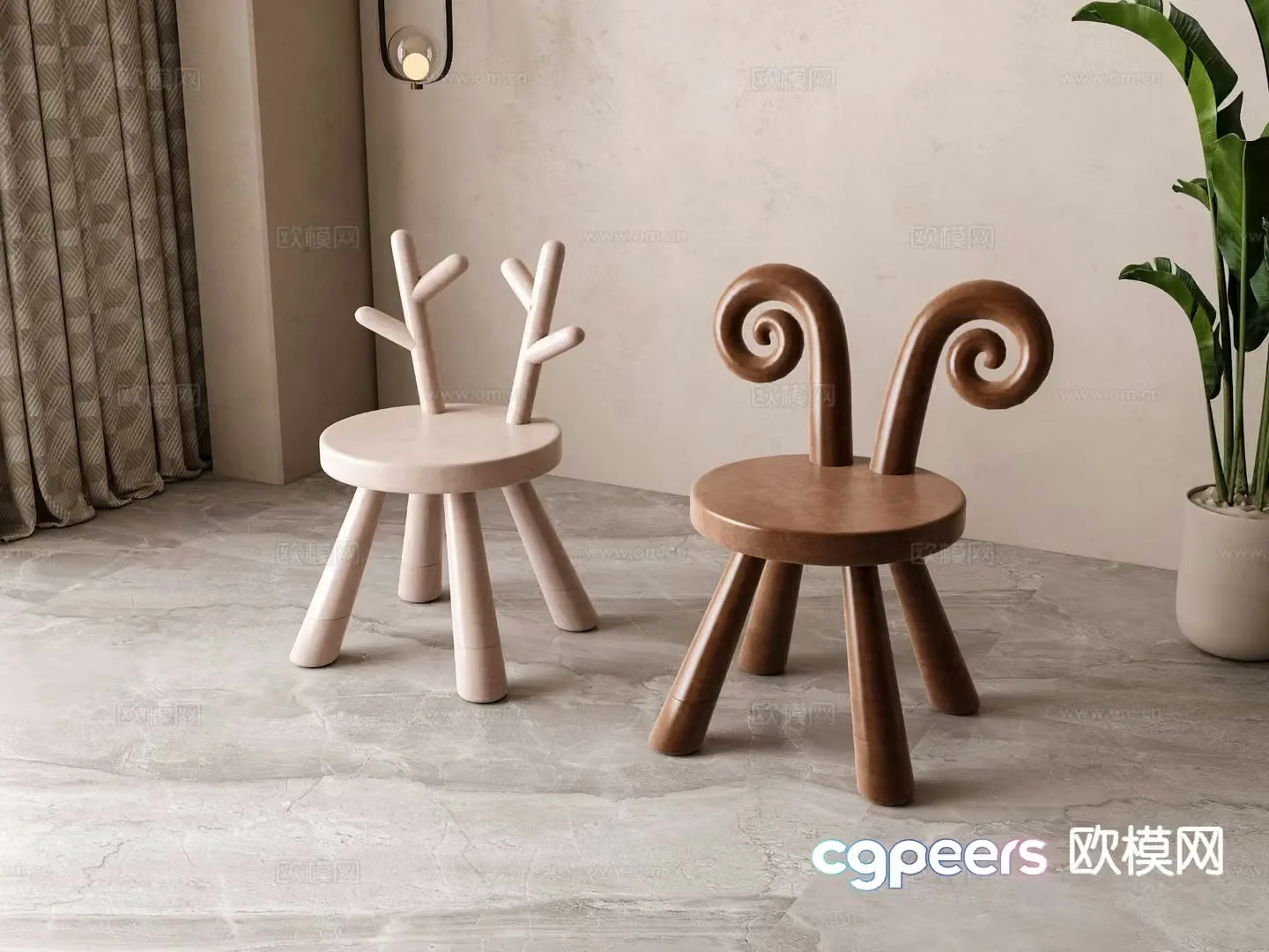 Children’s chair cartoon chair stool 3d model