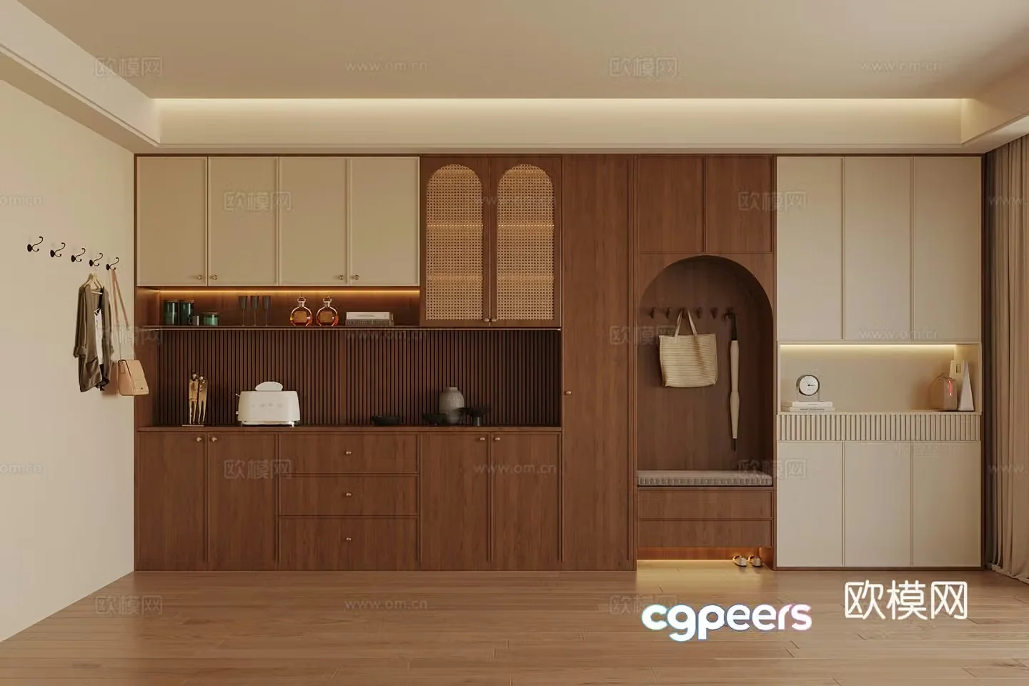01 Middle-aged style shoe cabinet wine cabinet 3D model