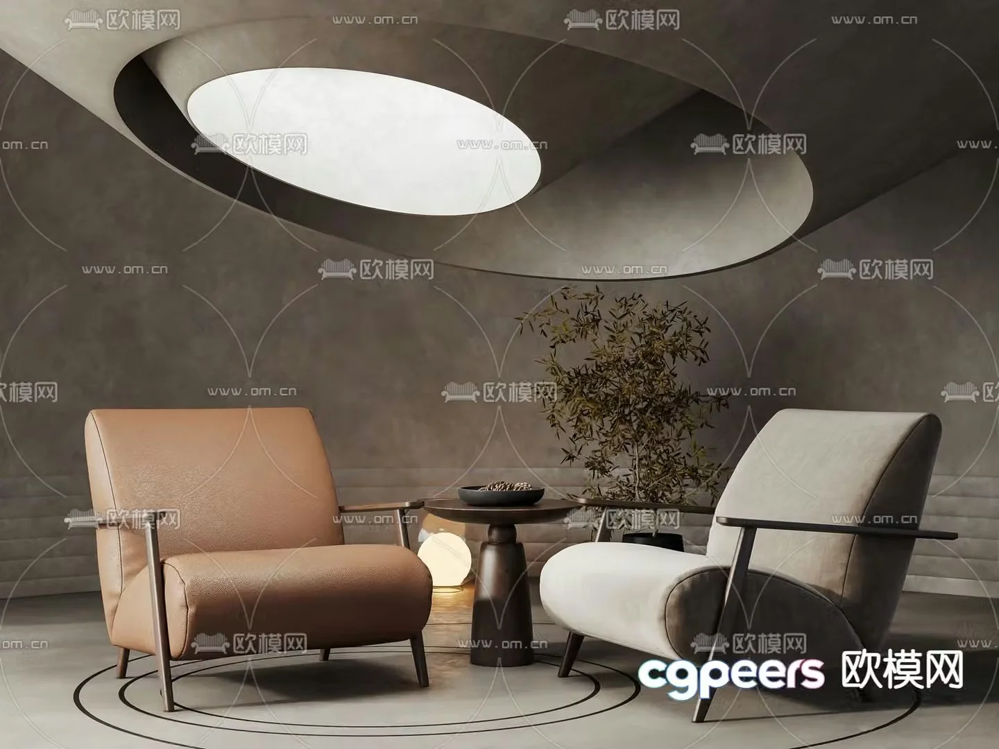 Modern sofa chair leisure chair table 3d model