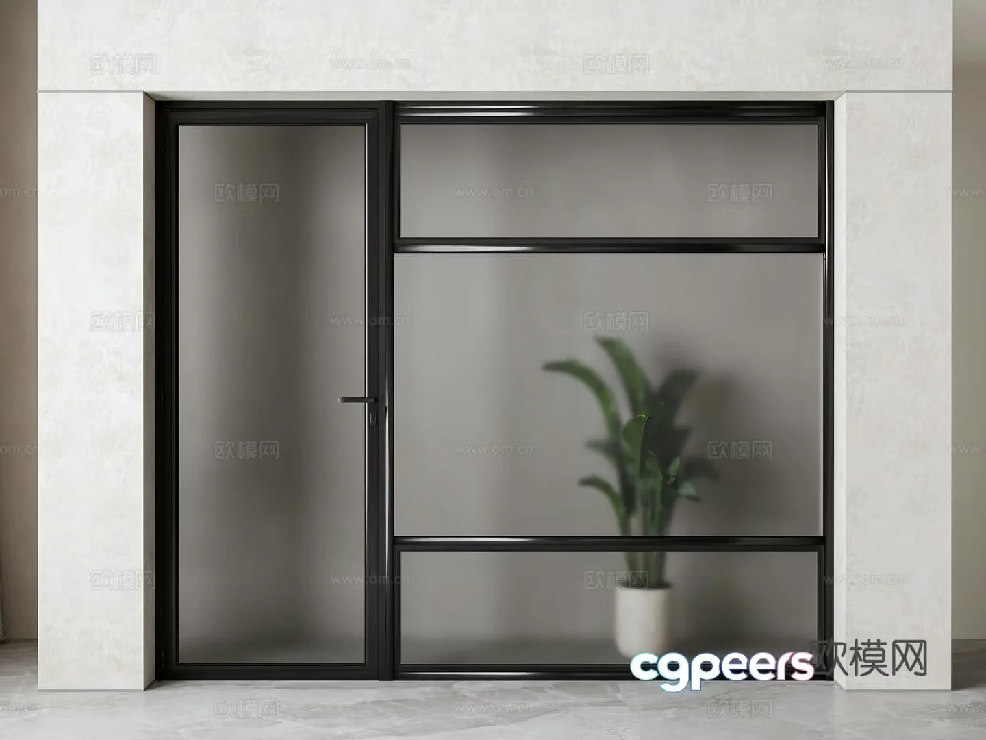 Modern frosted glass door 3d model