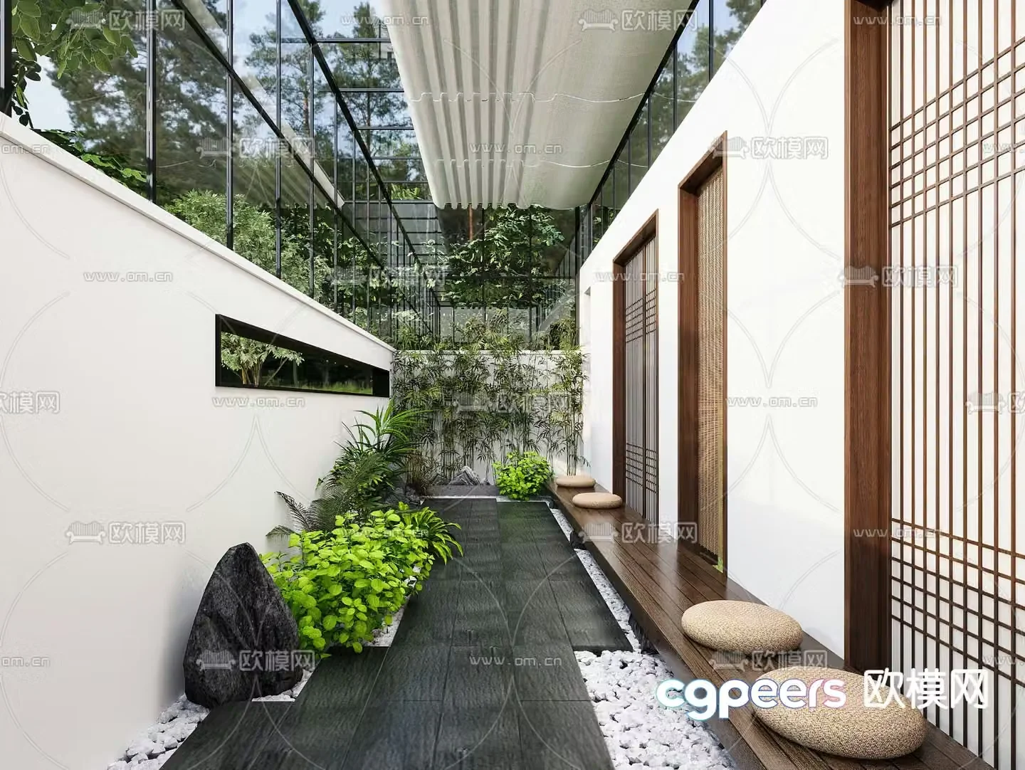 New Chinese style courtyard landscape courtyard landscaping 3D model