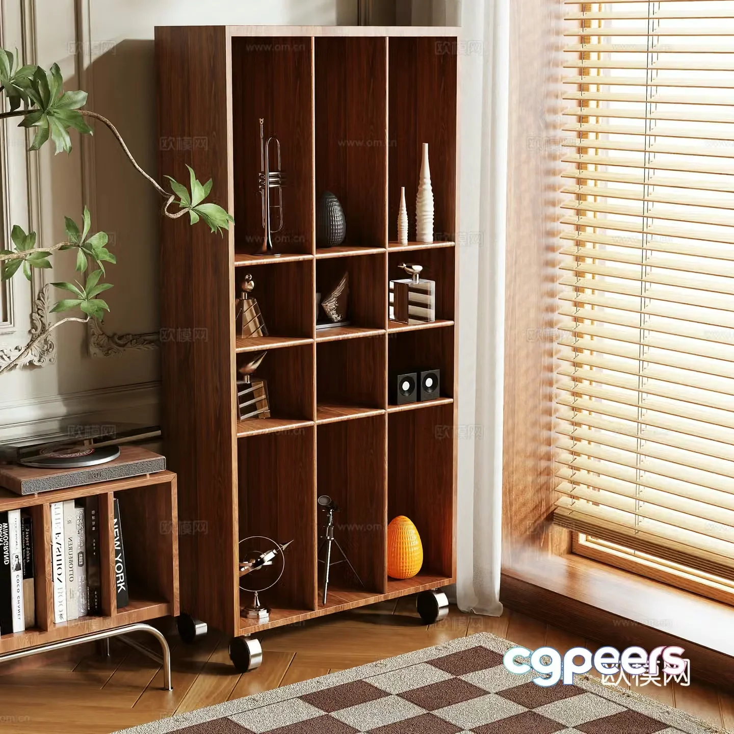3D model of medieval style bookcase