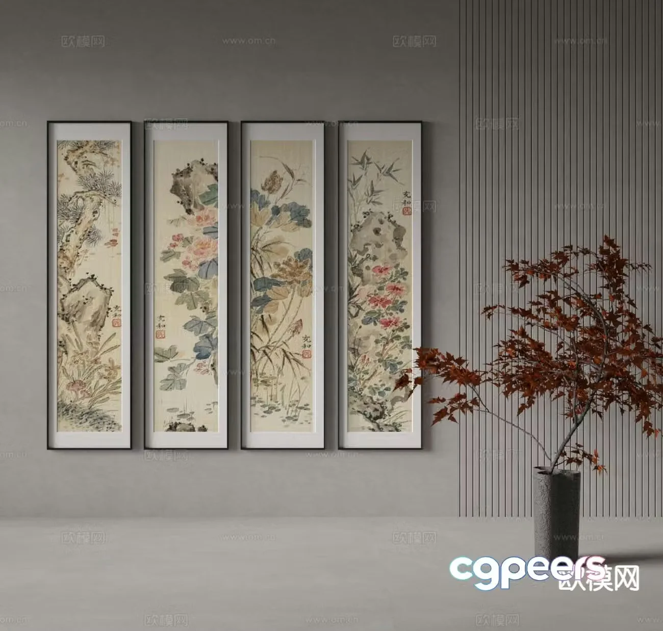 New Chinese-style art painting ink painting decorative painting 3D model