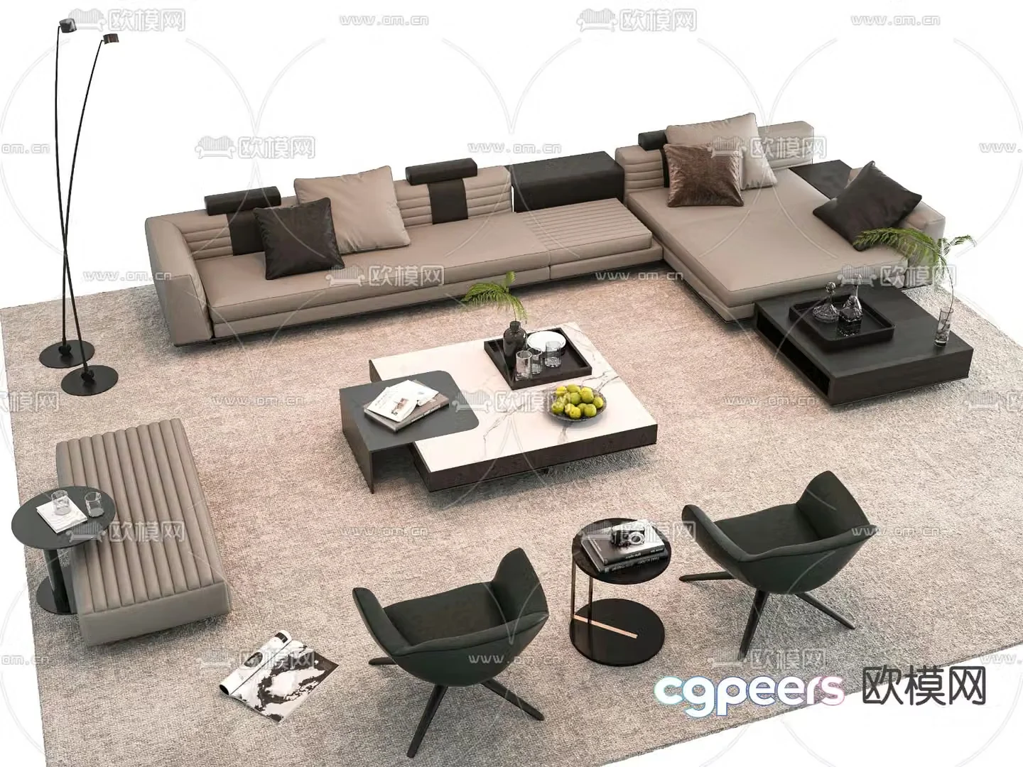 Modern sectional sofa 3d model